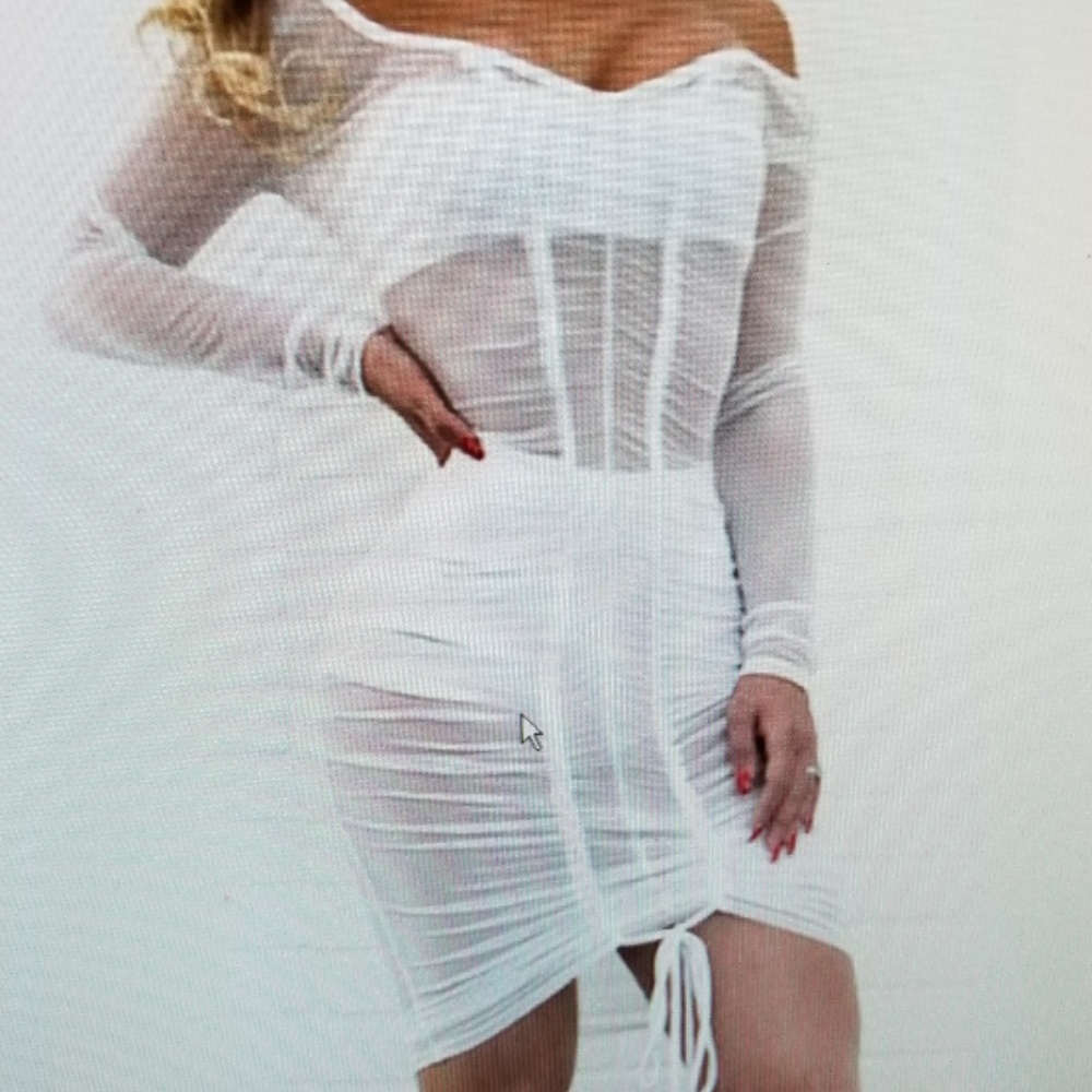 Transparency Tie in Front Wrap Off Shoulder Dress